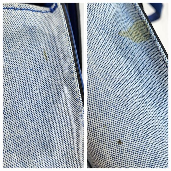 🔥Kate Spade Saturday Blue "The Large A" Leather/Canvas Satchel/Crossbody Purse - Picture 12 of 15